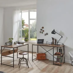 bureau métal laqué noir et chêne