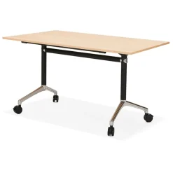 Bureau pliable 'FLEXO' sur roulettes en bois finition naturelle
