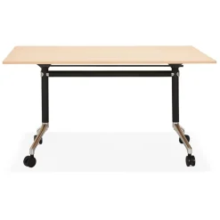 Bureau pliable 'FLEXO' sur roulettes en bois finition naturelle