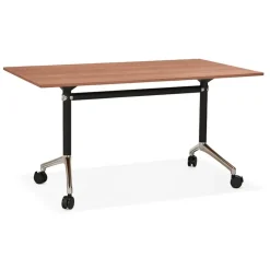 Bureau pliable 'FLEXO' sur roulettes en bois finition Noyer