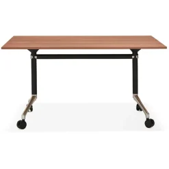 Bureau pliable 'FLEXO' sur roulettes en bois finition Noyer