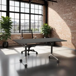 Bureau pliant 'FLEXO' noir sur roulettes