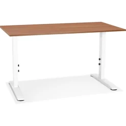 Bureau réglable en hauteur 'OSMOSE' en bois et métal blanc