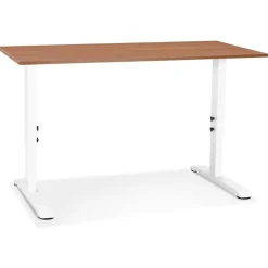 Bureau réglable en hauteur 'OSMOSE' en bois et métal blanc