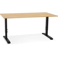 Bureau réglable en hauteur 'OSMOSE' en bois finition naturelle et métal noir