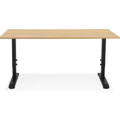Bureau réglable en hauteur 'OSMOSE' en bois finition naturelle et métal noir