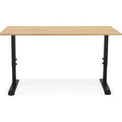 Bureau réglable en hauteur 'OSMOSE' en bois finition naturelle et métal noir