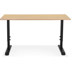 Bureau réglable en hauteur 'OSMOSE' en bois finition naturelle et métal noir