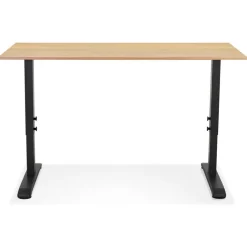 Bureau réglable en hauteur 'OSMOSE' en bois finition naturelle et métal noir