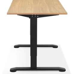 Bureau réglable en hauteur 'OSMOSE' en bois finition naturelle et métal noir