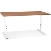 Bureau réglable en hauteur 'OSMOSE' en bois Noyer et métal blanc