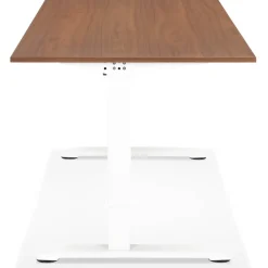 Bureau réglable en hauteur 'OSMOSE' en bois Noyer et métal blanc