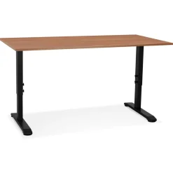 Bureau réglable en hauteur 'OSMOSE' en bois Noyer et métal noir
