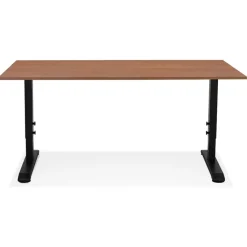 Bureau réglable en hauteur 'OSMOSE' en bois Noyer et métal noir