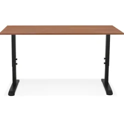 Bureau réglable en hauteur 'OSMOSE' en bois Noyer et métal noir