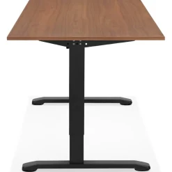 Bureau réglable en hauteur 'OSMOSE' en bois Noyer et métal noir