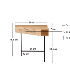 Bureau SETO style scandinave minimaliste sa structure en rotin et bois durable certifiée FSC design intemporel