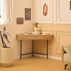 Bureau SETO style scandinave minimaliste sa structure en rotin et bois durable certifiée FSC design intemporel