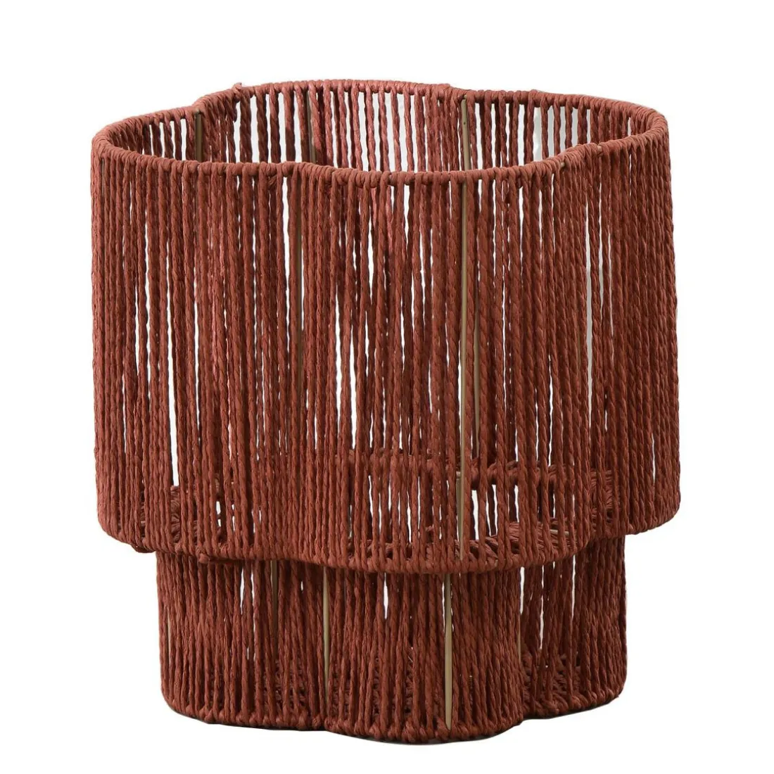 Cache pot en métal et cordes effet tressée FILOUS rouge brique