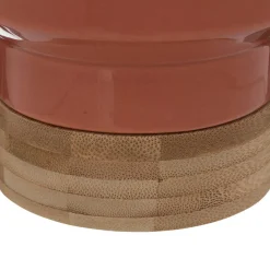 Cache-pot orange en céramique et bambou