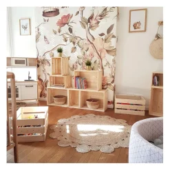 Caisse en pin massif modulable et empilable