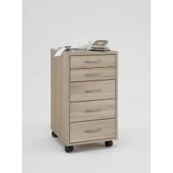 Caisson de bureau sur roulettes 5 tiroirs chêne ETICA