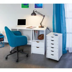 Caisson de Rangement à roulettes en Pin Massif Blanc