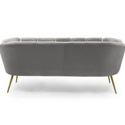 Canapé 3 places arrondi Brenda Velours Argent pieds Or