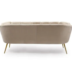 Canapé 3 places arrondi Brenda Velours Taupe pieds Or