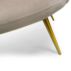 Canapé 3 places arrondi Brenda Velours Taupe pieds Or