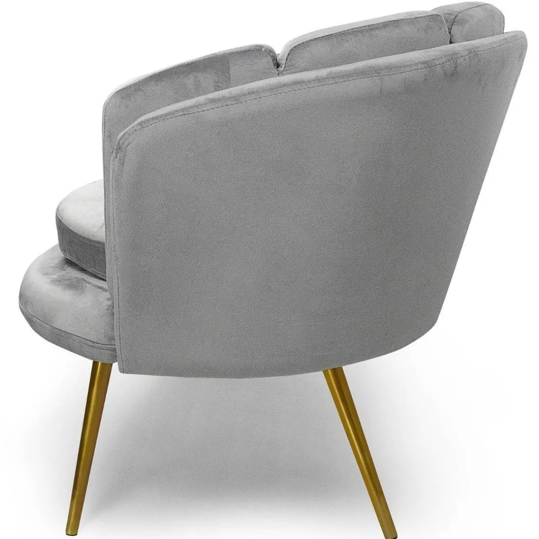 Canapé 2 places arrondi Brenda Velours Argent pieds Or