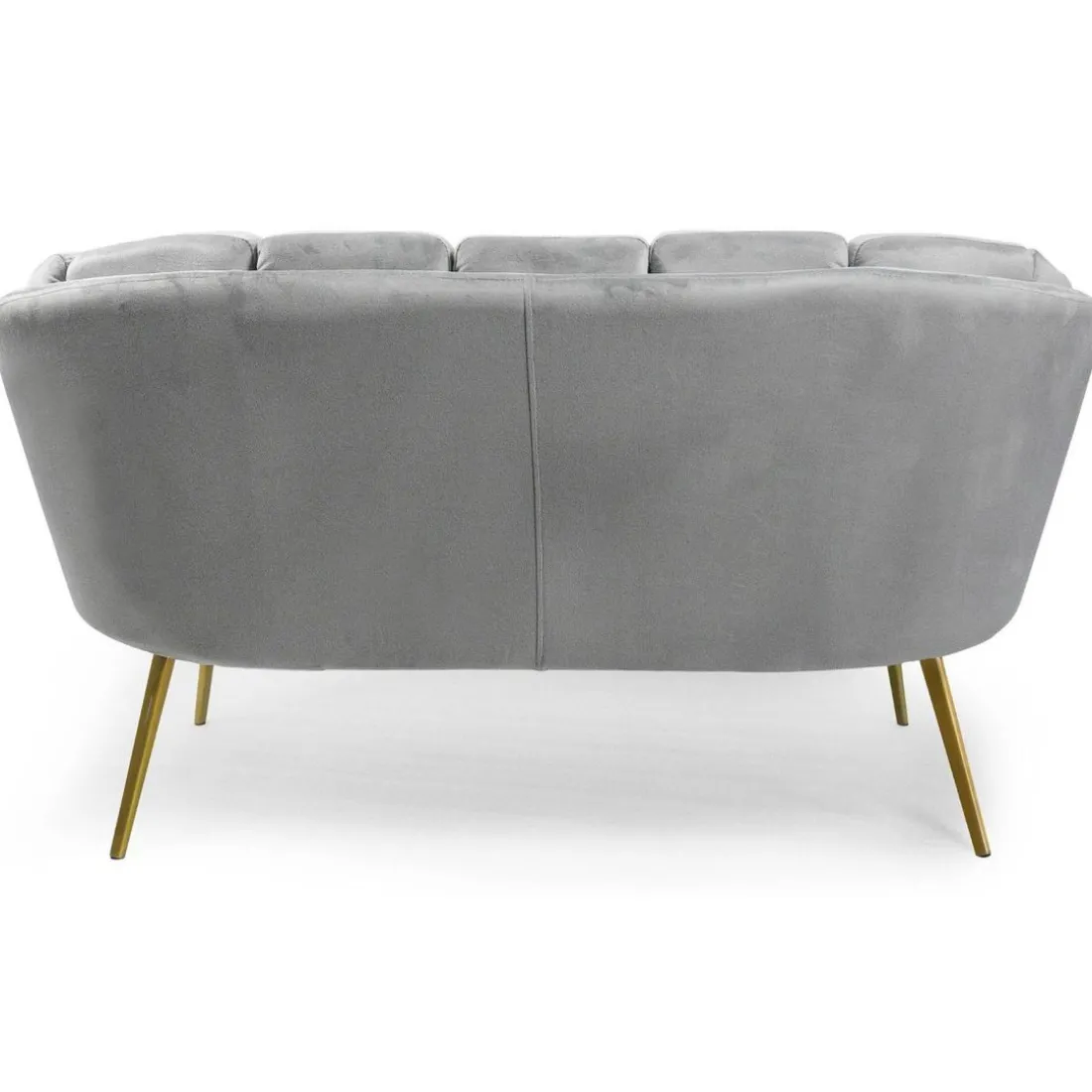 Canapé 2 places arrondi Brenda Velours Argent pieds Or