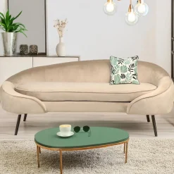 Canapé 3 places asymétrique Brendan Velours Taupe