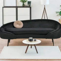 Canapé 3 places asymétrique Brendan Velours Noir