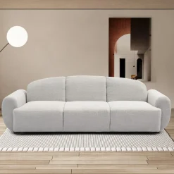 Canapé 3 places convertible dossier et accoudoirs arrondis Oliver Tissu texturé Gris