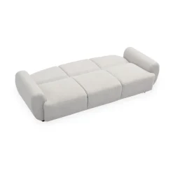 Canapé 3 places convertible dossier et accoudoirs arrondis Oliver Tissu texturé Gris