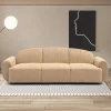 Canapé 3 places convertible dossier et accoudoirs arrondis Oliver Velours côtelé Beige