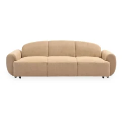 Canapé 3 places convertible dossier et accoudoirs arrondis Oliver Velours côtelé Beige