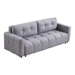 Canapé 3 places convertible Stylian Tissu Gris clair