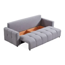 Canapé 3 places convertible Stylian Tissu Gris clair