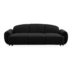 Canapé 3 places convertible dossier et accoudoirs arrondis Oliver Velours côtelé Noir