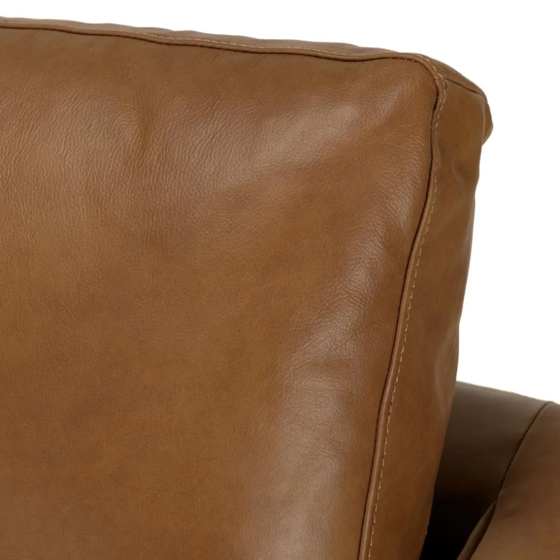 Canapé 3 places cuir couleur caramel assise capitonnée PIERRE