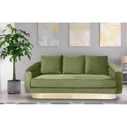 Canapé 3 Places KENPARK Velours Kaki