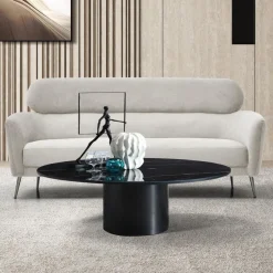 Canapé 3 places moderne avec haut dossier Damigal Tissu doux Beige