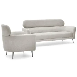 Canapé 3 places moderne avec haut dossier Damigal Tissu doux Beige