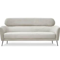 Canapé 3 places moderne avec haut dossier Damigal Tissu doux Beige