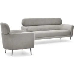 Canapé 3 places moderne avec haut dossier Damigal Tissu doux Gris