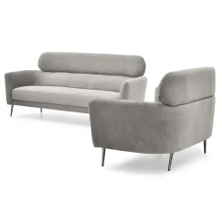 Canapé 3 places moderne avec haut dossier Damigal Tissu doux Gris