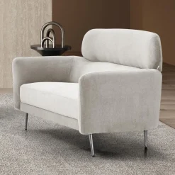 Canapé 2 places moderne avec haut dossier Damigal Tissu doux Beige