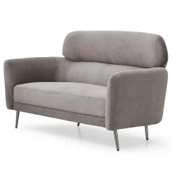 Canapé 2 places moderne avec haut dossier Damigal Tissu doux Gris taupe